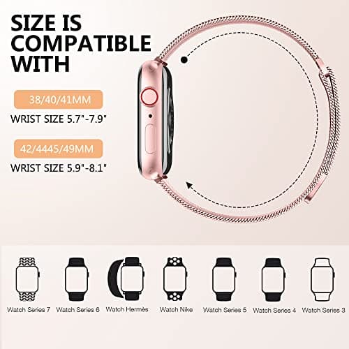 Zedoli Metal Band Compatible with Apple Watch Band 40mm 38mm 41mm 45mm 44mm 42mm 46mm for Women Men, Stainless Steel Milanese Mesh Loop Magnetic Wristbands for iWatch Series 11 10 9 8 7 6 5 4 3 2 1 SE