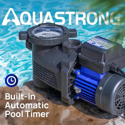 AQUASTRONG Above Ground Pool Pump 115v High Flow 1.25"&1.5''adapter Powerful Self Primming Swimming Pool Pumps with Filter Basket,4332GPH 3/4 HP with Timer