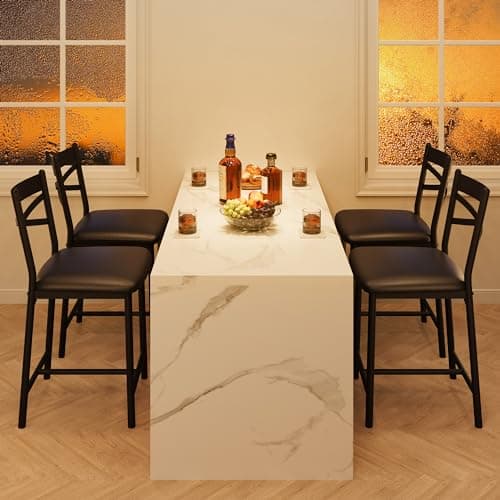 IDEALHOUSE 26 Inch Bar Stools Set of 4, Upholstered Bar Chairs with Back, Thick Cushion, Counter Height Barstools for Kitchen Island Apartment Counter Bar (4)