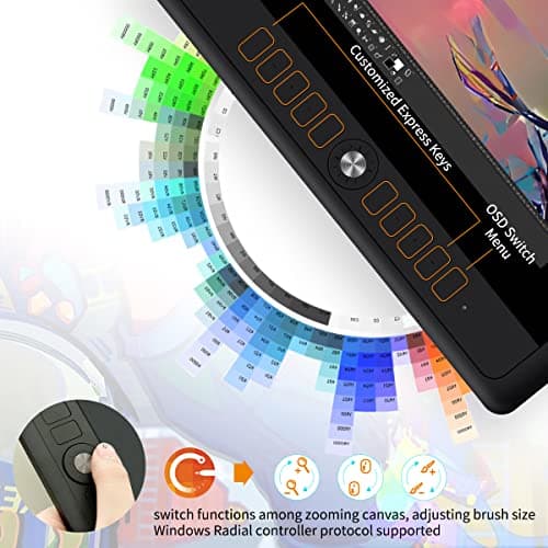 GAOMON PD156Pro - 15.6" Drawing Tablet with Screen Full-Laminated 120% sRGB Pen Display with Dial Key & 10 Hotkeys, Battery-Free Stylus Art Tablet for Digital Drawing, Anime, Sketch, Graphic Design