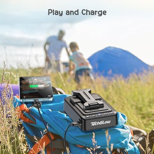 TechGlow Foldable Cellphone Stand with Bluetooth Speaker Power Bank 360° Rotatable Phone Stand Birthday Gifts for Men Women Mother Father Cool Tech Gadgets