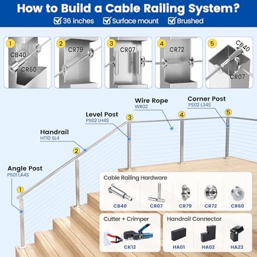 Cut up to 5/32"(4mm) Wire Ropes and Cables, For Cable Railing & Bicycle Brake Repair & Other DIY Projects, Neatly Cutting Muzata Cable Cutter for Cutting up to 5/32" Wire Ropes and Cables CR12 B06XCX2LL7