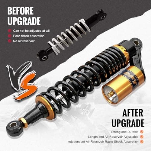 GZYF 13.4 inch Universal Motorcycle Rear Air Shock Absorbers 340mm for HONDA for Suzuki for Yamaha for Kawasaki ATV Go Kart Quad Dirt Sport Bikes,Gold