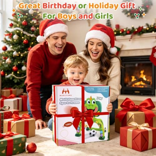 Boy Girl Toys for 12-18 Months with Sound Music, Interactive Learning Birthday Gift for Kids Marstone Toddler Basketball Hoop Soccer Goal Activity Toy for 1-3 Years Old B0FF9X3J72