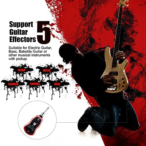 Kithouse B6 Guitar Headphone Amp Mini Plug Guitar Amplifier Bluetooth Rechargeable For Electric Travel Pocket Guitar With Reverb/Chorus/Flanger/Overdrive/Wow Wah 5 Effects(Mahogany Color)