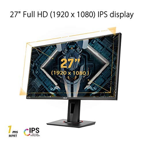 ASUS TUF Gaming 27” 1080P Monitor (VG279QR) - Full HD, IPS, 165Hz, 1ms, Extreme Low Motion Blur, G-SYNC Compatible, Shadow Boost, VESA Mountable, DisplayPort, HDMI, Height Adjustable