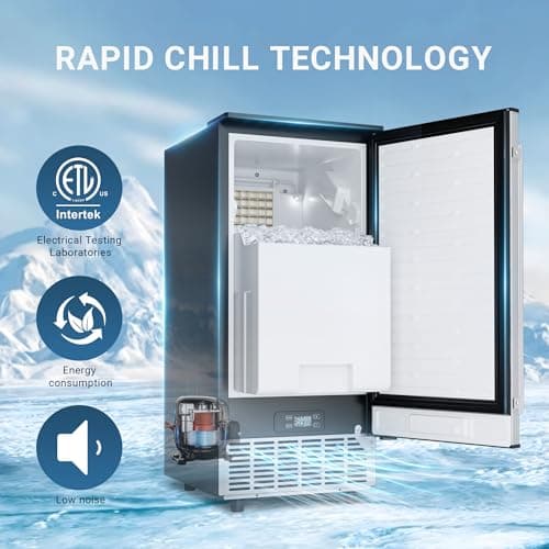 ICYGLEE Commercial Under Counter Ice Maker Machine with Drain Pump, 100Lbs/Day with 24lbs Storage, Built-in Freestanding Ice Maker, Self-Cleaning, 24H Timer, for Commercial & Home Use. (Stainless)
