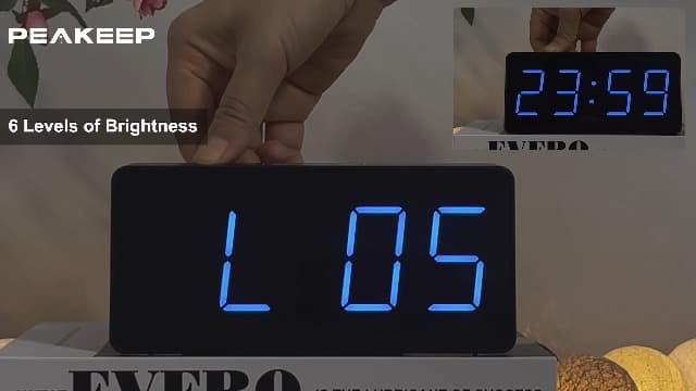 Peakeep Digital Alarm Clock for Bedroom Bedside, Loud Alarm Clock for Heavy Sleepers, Large Big LED Numbers for Seniors, Battery Backup Plug in Electric Clock with USB Charger (Blue)