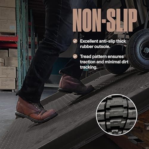 Work Boots for Men Soft Toe – 6inch Leather Boots for Construction Rubber Sole Working botas de trabajo para hombre, “Tank” Workboots