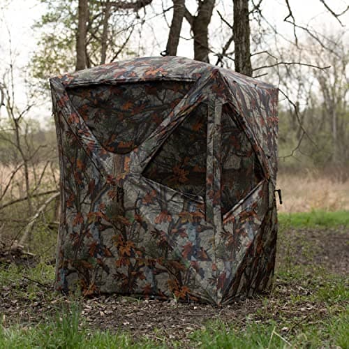 Barronett Blinds Prowler 300, Portable Hunting Blind, Tall Hub Blind, Shoot While Standing, Lightweight, 2-Person, Bloodtrail Woodland, 80” x 75” x 75”, PR300BT