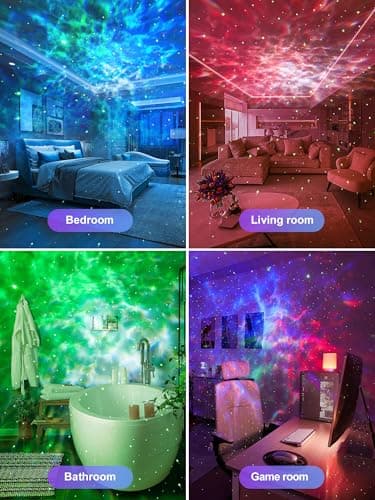 Birthday,Christmas,7 Brightness,Green Star,4 Speed,Bluetooth,Remote,Timer,Teen,Bedroom Decor,Party,Relax,Led Lights,Lava Lamp One Fire Galaxy Projector,15 Colors,Gifts for Girls&Women&Boys,White Noise B0DCYLKPWB