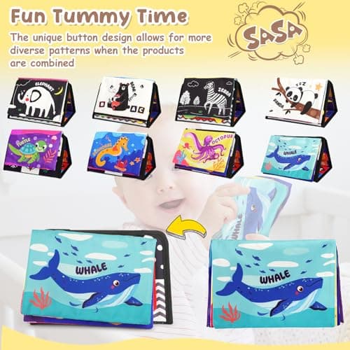 URMYWO Tummy Time Toy - Black and White High Contrast Baby Toys for Newborn - Baby Visual Stimulation Mirror - Montessori Sensory Crinkle Toy for Infant 0-3-6-12 Months - Shower Gift for Boy Girl