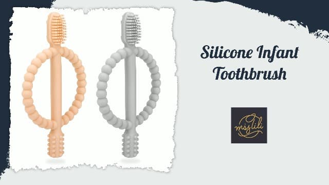 Baby Teething Toys with Easy-Hold Handle, Silicone Infant Toothbrush, Textured On Both Sides Helps Massage, Soothe Sore Gums, Teething Toys for Babies 0-6 Months, 6-12 Months Bright Green & Caramel