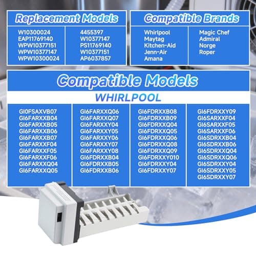W10882923 Refrigerator Ice Maker, Compatible with Whirlpool Maytag KitchenAid, Replaces W10377151 AP6037857 W10377147 PS11769140, Stable & Efficient Ice Production