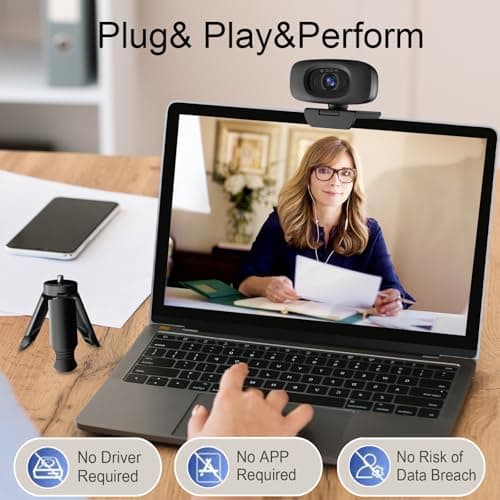 Combess 4K Webcam for Streaming Webcam for PC, 1/2.5'' Sensor, Autofocus, 2 Noise Reduction Mics, Built-in Privacy Cover, for PC/Zoom/Skype/Team/Laptop/MacBook/Windows
