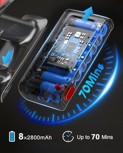 Cordless Vacuum Cleaner, 650W 55KPa 70Mins Vacuum Cleaners for Home, Self-Standing Stick Vacuum with Anti-Tangle Brush & OLED Touch Screen, Vacuum Cleaner for Hardwood Floors,Carpet,Pet Hair,Car (Red)