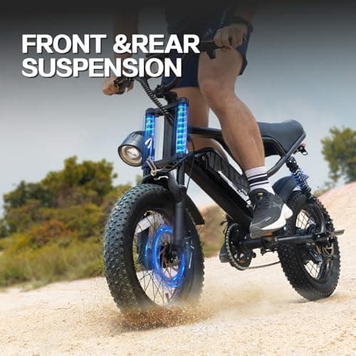 Electric Bike, 16'' Fat Tire E-Bike for Teens/Adults, 500W Small E-Bike with 36V/12.8Ah Removable Battery, Up to 22MPH, 45 Mile Range, Electric Dirt/Mountain Bike for Woman/Men A13