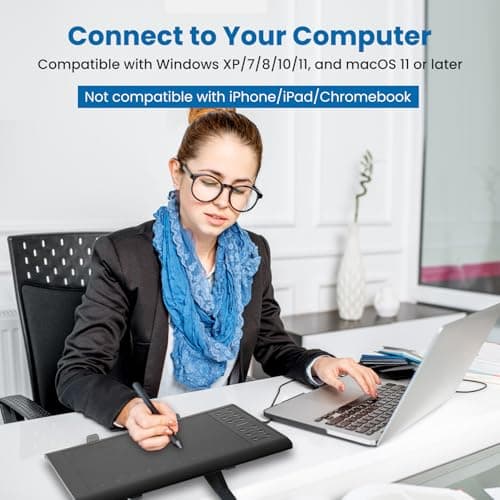 XOPPOX Graphics Drawing Tablet, 10×6 Inch Large Active Area with Battery-Free Stylus, 8192 Levels of Pen Pressure and 12 Hot Keys, Compatible with PC/Mac/Android for Painting, Design & Online Teaching