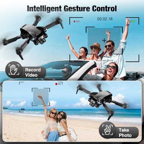 Drone with Camera 1080P HD,Mini Drone for Beginners Kids Adults,Foldable RC Quadcopter with Stable Hover,Trajectory Flight,One Key Take Off/Land,2 Batteries,Toys for Boys and Girls（Black)