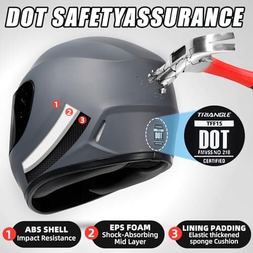 TRIANGLE Full Face Motorcycle Helmet DOT Approved, Street Bike Racing Helmet for Men Women with Tinted & Clear Visors & Carrying Bag