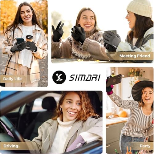 SIMARI Winter Gloves for Women, TouchScreen Water-Resistant Warm Thermal Gloves for Cold Weather, Running Hiking Driving