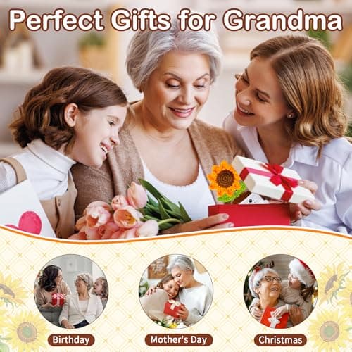Gifts for Grandma, Grandma Gifts from Grandkids, Birthday Gift for Nana Grandmother GaGa, Mother's Day Birthday I Love You Present for Grandmother, Cute Handmade Crochet Positive Mini Sunflower Doll B0FBG8QQ8T