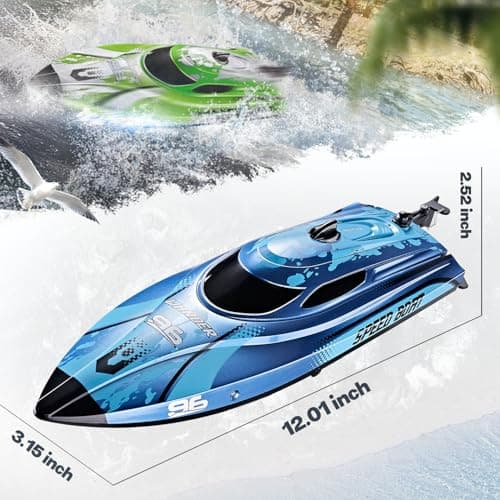 BEZGAR RC Boat, 12 inch Remote Control Boat for Kids and Adults, 25 KPH Fast RC Speed Boats with 700mAh Battery, Ideal Waterproof Toy for Lakes & Pools - TX126 Blue