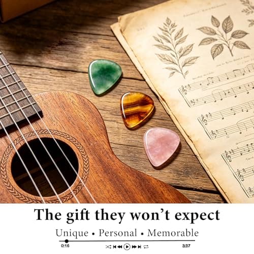 Natural Crystal Guitar Pick Gift for Guitar Players, Handmade Gemstone Plectrum for Acoustic Guitar, Inspirational Music Gift for Practice, Performance, Graduation, New Beginnings (Green Aventurine) B0GWLBSZFJ