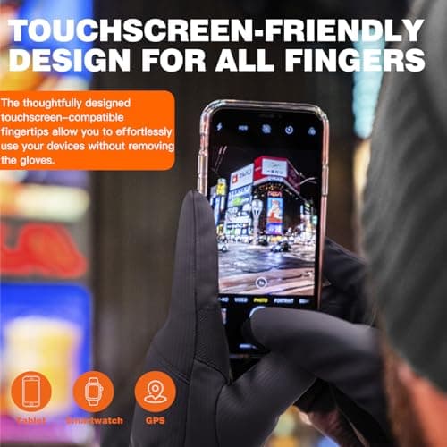 Hiramex Winter Windproof Gloves Men Women, Waterproof Warm Ski Gloves for Cold Weather, Touch Screen Snow Warm, Running Driving Cycling