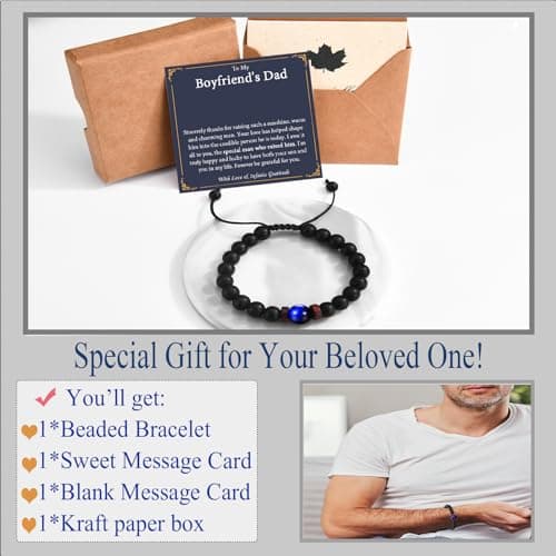 Fathers Day Gift for Dad, Papa, Boyfriend's Dad Bead Bracelet for Birthday, Christmas
