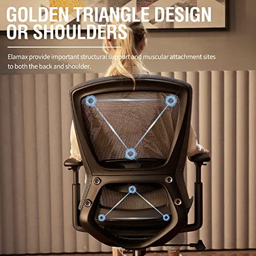 ELABEST T96 Mesh Office Chair,Ergonomic Computer Desk Chair,Sturdy Task Chair- Adjustable Lumbar Support & Armrests,Tilt Function,Comfort Wide Seat,Swivel Home Office Chair
