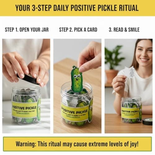 60 Positive Pickle Cards Jar, Stocking Stuffers, Xmas Christmas White Elephant Gifts for Teenage, Women, Adults, Mom, Teachers, Sisters, Friends, Teen Girl Gifts Trendy Stuff