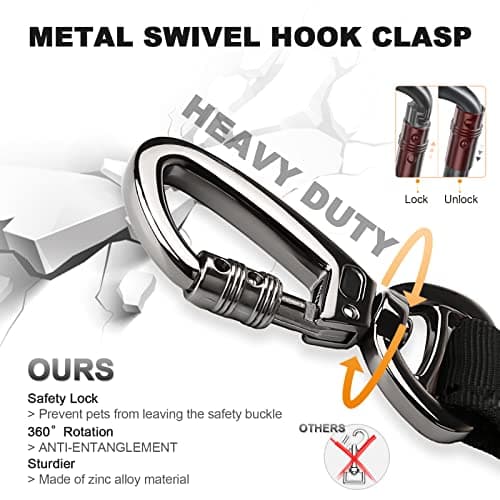 Tactical Dog Collar and Bungee Leash,Military Dog Collar & Leash Set with USA American Flag Adjustable K9 Collar with Heavy Duty Metal Buckle & Handle,with Patches and Airtags Case (L, Black)