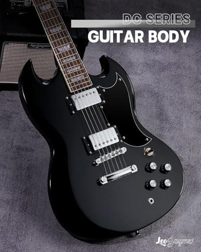 Leo Jaymz 39 Inch Solid Body Electric Guitar - Poplar Wood Body，Maple Neck and Laurel Wood Fretboard (Black)