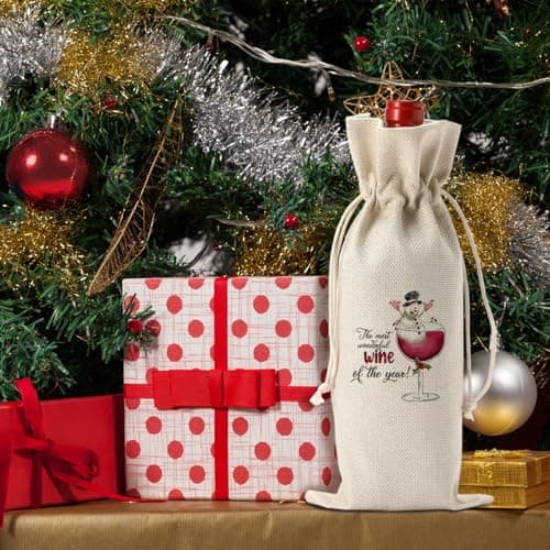 Funny Christmas Wine Bags - Holiday Gifts for Women & Men - Wine Lover & Christmas Party Decorations
