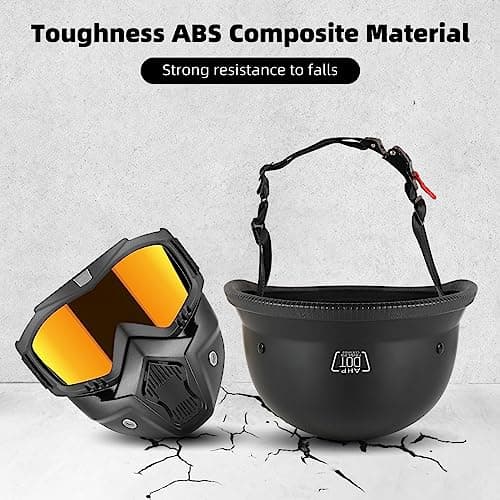 Motorcycle Half Helmets with Face Shield, German Style Motorcycle Helmet for Adult Men Women, DOT Approved Retro Half Shell Helmet for Moped Cruiser Scooter
