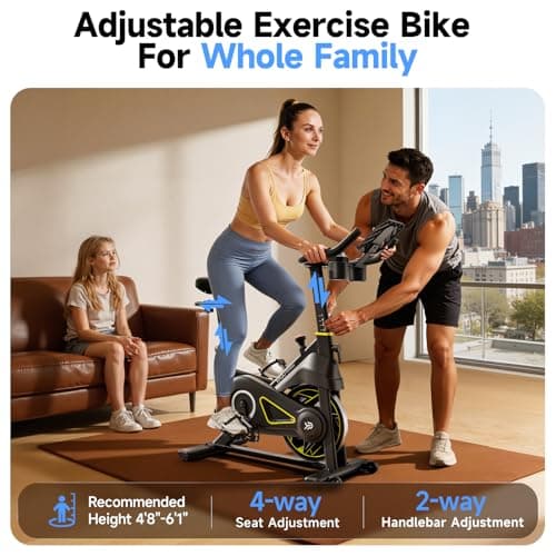 Exercise Bike, Adjustable Magnetic Resistance Stationary Bikes for Home Cardio with Exclusive App, Indoor Bike with 330lbs Weight Capacity Comfortable Seat, Tablet Mount and Fitness Courses
