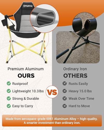 KingCamp Hammock Camping Chair, Swinging Portable Camp Chairs for Adults, 400lbs Heavy Duty Oversized Folding Rocking Chair with Adjustable Recline, Aluminum Alloy Frame for Outdoor Patio Beach Sport