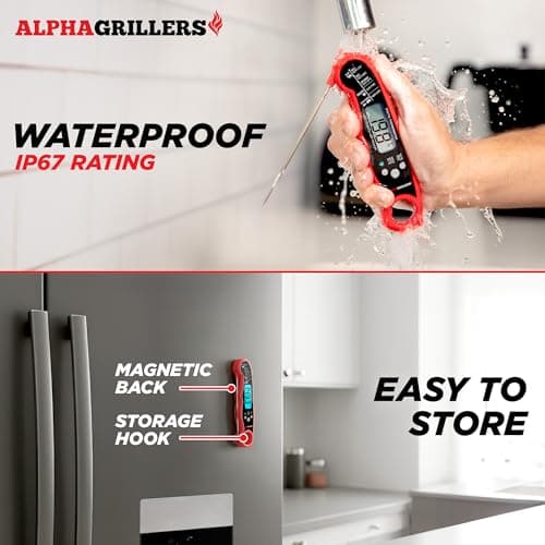 Alpha Grillers Meat Thermometer Digital - Instant Read Food Thermometer for Cooking Grilling Air Fryer Griddle Probe Kitchen Gadgets Essentials BBQ Accessories Grill Gifts for Men Him Dad Birthday