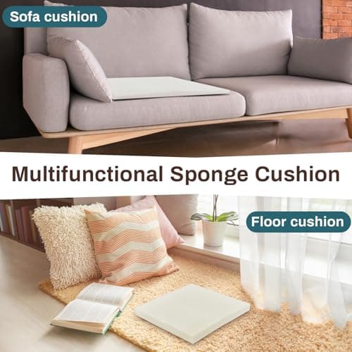 Frienda 4 Pack 1" x 18" x 18" Upholstery High Density Foam Cushion Seat Replacement Square Cut to Size Foam Couch for Patio Furniture Commercial Dinning Chair Couches Benches Padding DIY Projects