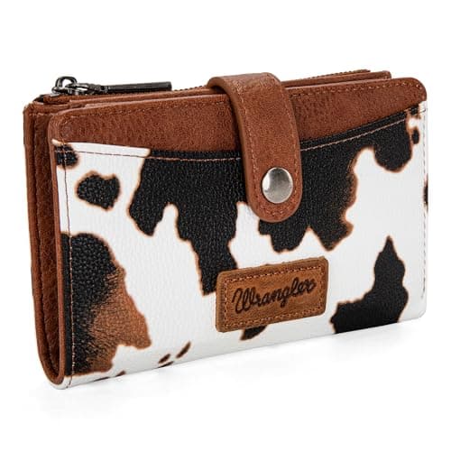 Wrangler Wallet for Women Bifold Card Holder with Zipper and ID Window