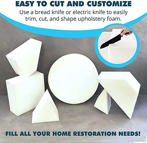 Foamma 4-Pack 2" x 18" x 18" High Density Upholstery Foam, Chair Cushion Square Foam for Dining Chairs, Wheelchair Seat Cushion Replacement