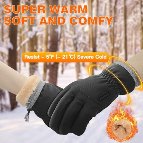 Hiramex Winter Waterproof Gloves Men Women, Windproof Warm Ski Gloves for Cold Weather, Touch Screen Snow Warm, Running Driving Cycling