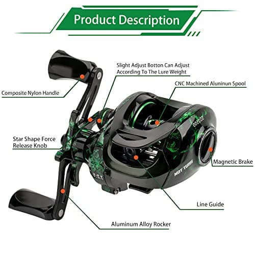 Fishing Baitcasting Reel, Baitcaster Fishing Reels with 18+1BB Stainless Steel Ball Bearings,Magnetic Braking System for Fishing Saltwater Freshwater, Available in 7.2:1