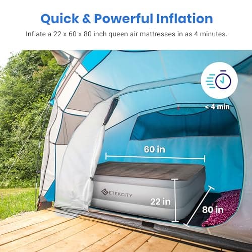 Etekcity Air Pump for Inflatables, Portable Electric Air Mattress Pump, Quick-Fill Perfect Inflator/Deflator for Couch, Blow up Pool Floats Raft Bed Boat Toy with Nozzles, 110-120V, Black