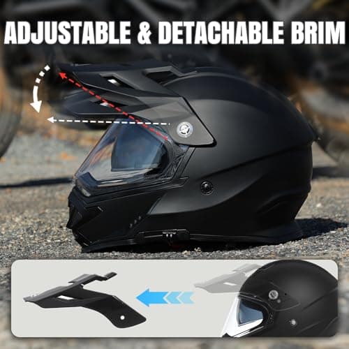 TRIANGLE Dual Sport Motorcycle Helmet Dirt Bike Helmets ATV Full Face Helmet for Adults Men with Internal Sunshield DOT Approved