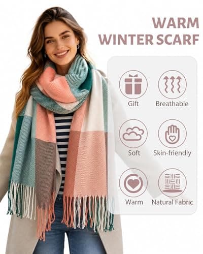 YSense Winter Scarf for Women Long Plaid Scarves Ladies Gifts B01KJP4KOM