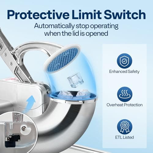 VIVOHOME Commercial Ice Crusher Shaver with Four Blades, Electric Snow Cone Maker Machine, 350W Shaved Ice Machine with Safety Switch for Both Home and Commercial Use, 660lbs/hr