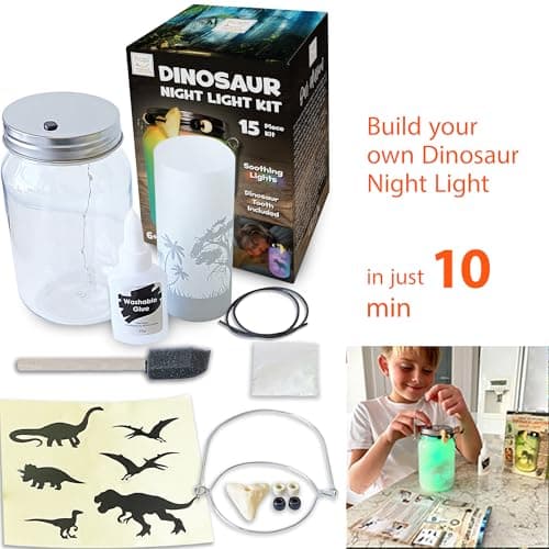 Hapinest DIY Dinosaur Toy Lantern Make Your Own Night Light Kit, Dino Toy Lanterns for Kids, Dinosaur Arts and Crafts Birthday Gift Ideas for Kids Boys Girls Ages 6 7 8 9 10 Years Old & Up
