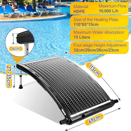 2PCS 2026 Upgraded Solar Pool Heater, with Height-Adjustable Support Feet, Four-Level Adjustment for Above-Ground and Inground Pools, Includes 4 Adapters, 4 Hoses & Clamps, 4 Plumber's Tapes
